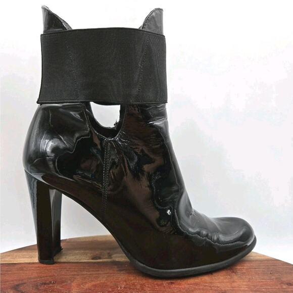 STUART WEITZMAN Black Patent Leather High Heel Ankle Boot Booties Size 5.5 M - Picture 3 of 8